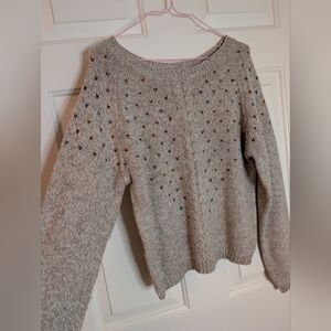 Women's Beige Sweater with Multicolor Accents